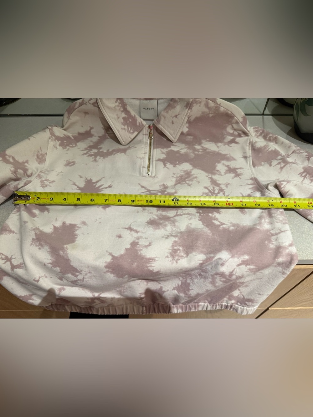 • VARLEY • Romero Sweat Taupe Tie Dye quarter-zip pullover sweater • - Picture 10 of 11